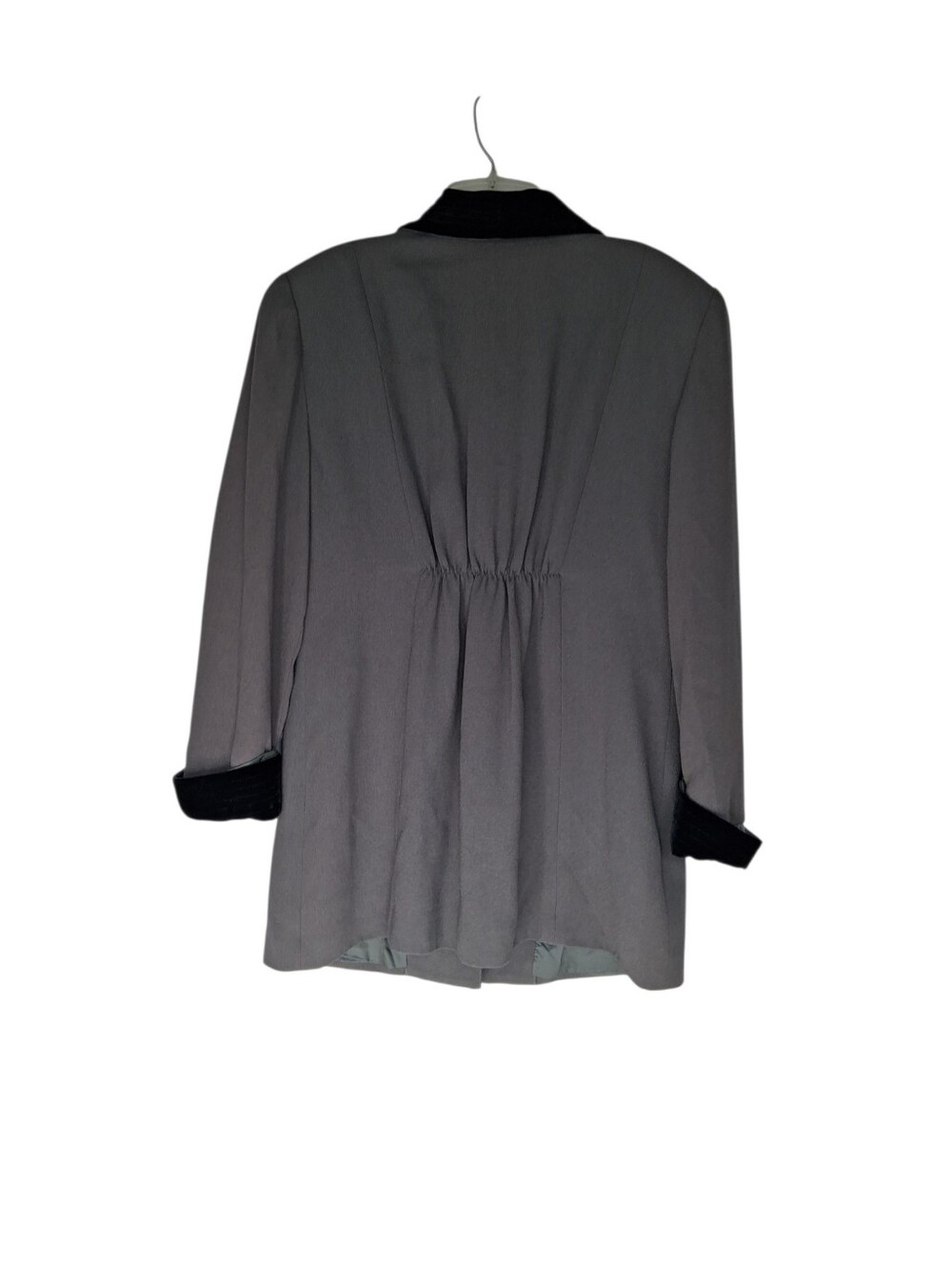 vintage Zelda Women's Gray Blazer with Black Velvet Shawl Collar Size 12 - Picture 10 of 10